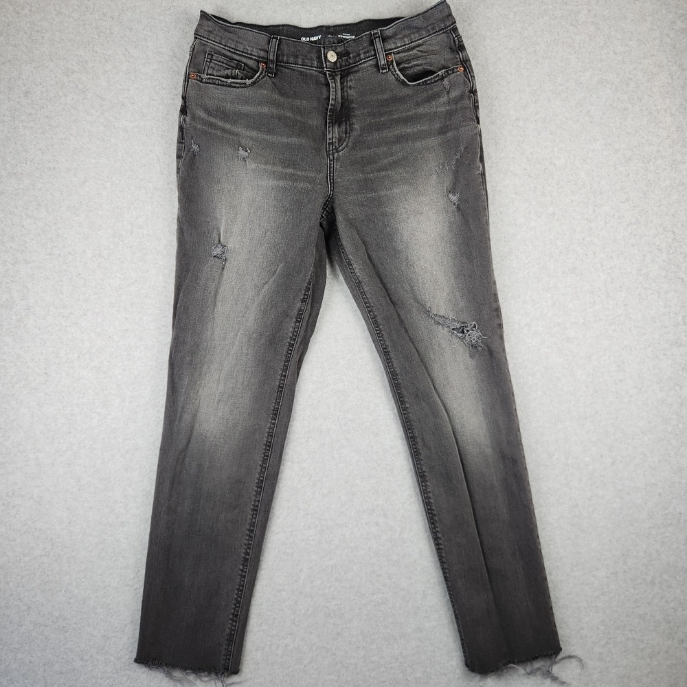 Old‎ Navy Women's Distressed Mid-Rise Boyfriend Raw Hem Jeans Size 6 Tall
